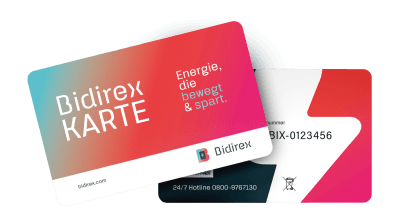 Bidirex Ladekarte als physischer Zugang zum Laden.