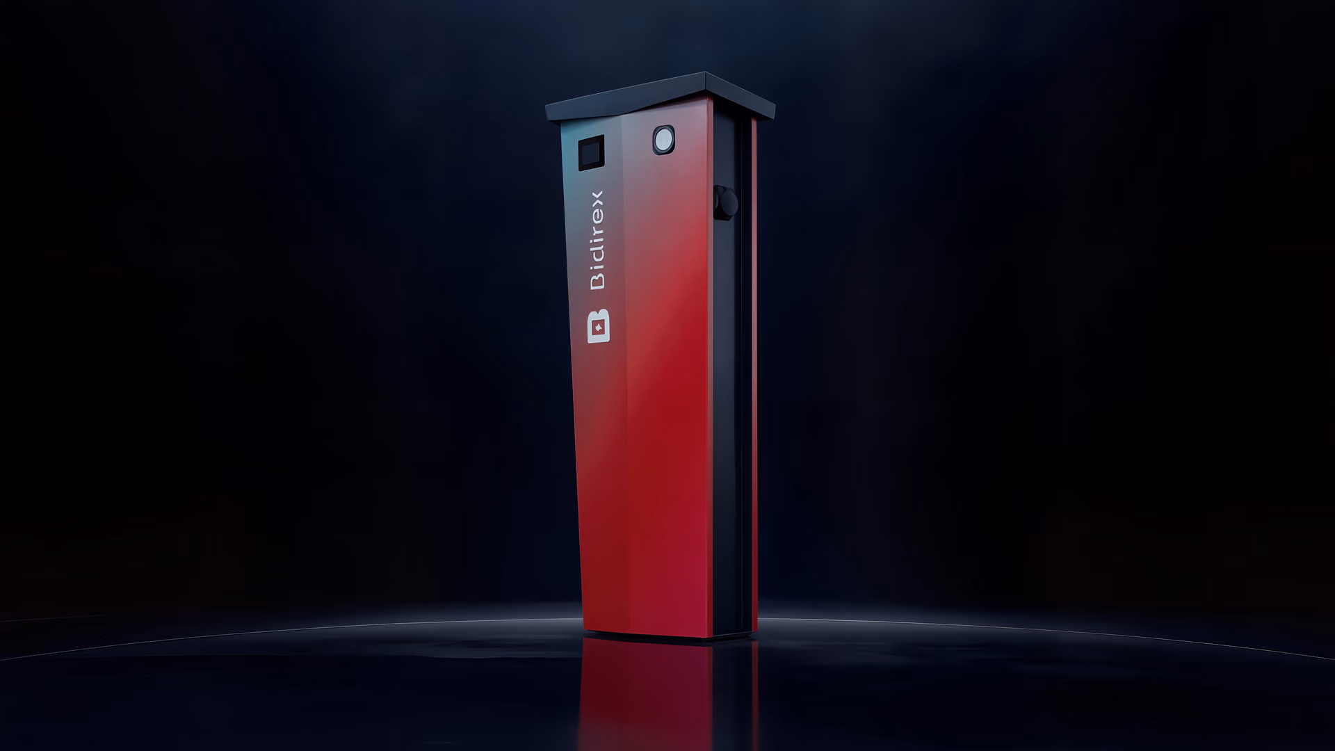 Bidirex NOVA AC Ladestation im dunklen Designstudio als Produkt- und Integrationsmotiv